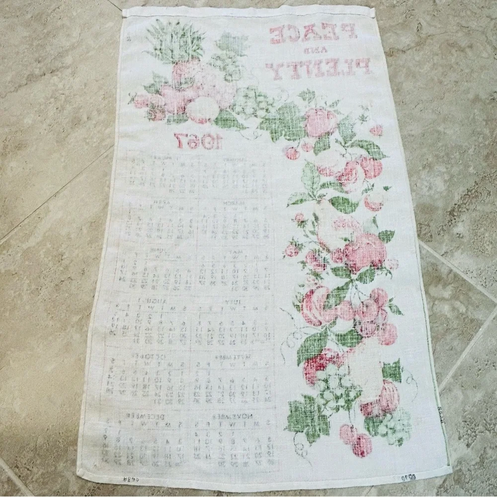 Peace and Plenty 1967 Calendar Tea Towel